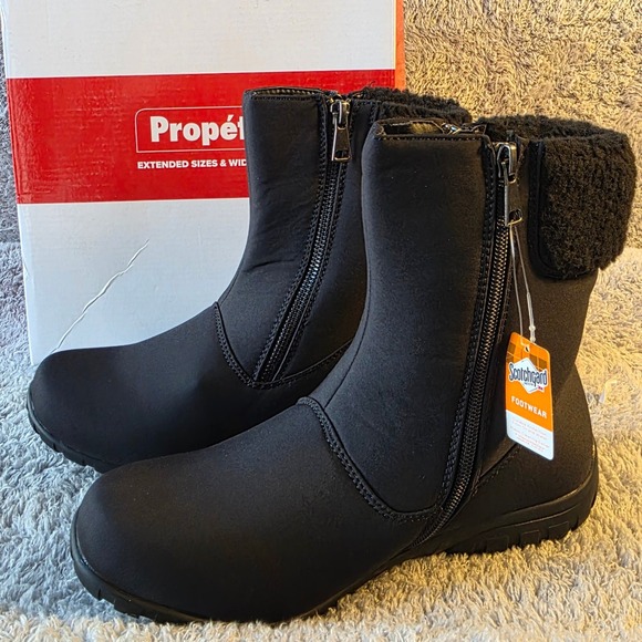 Propét Dani Mid Black Scotchgard Waterproof Ankle Winter Boots Size 8.5 NIB NEW - Picture 1 of 8